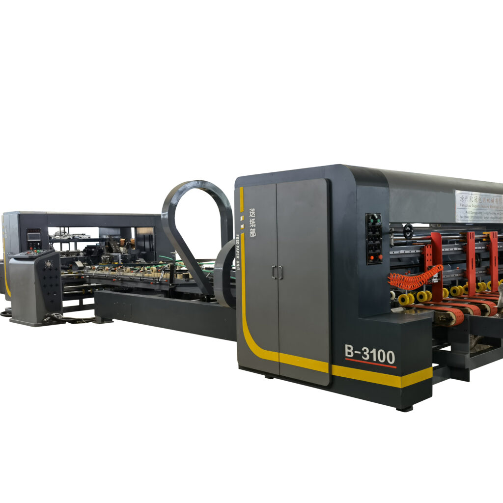 High speed automatic carton folder gluer corrugated box folder gluer with stitching machine folder gluer machine